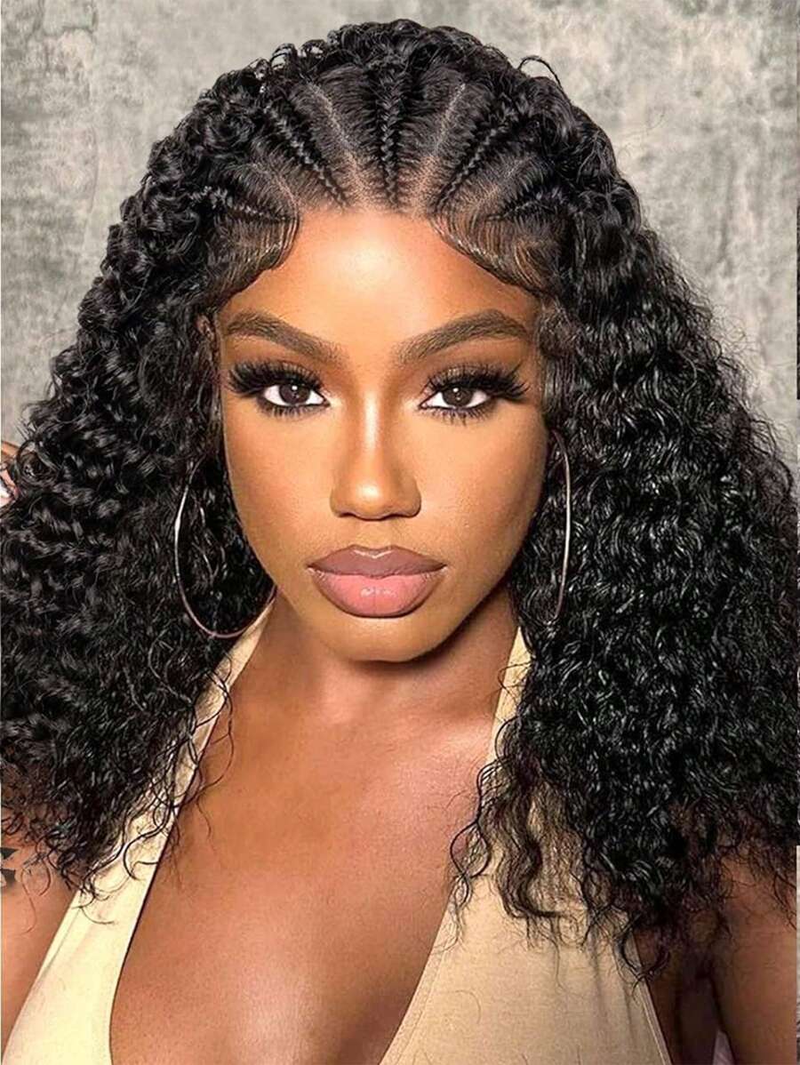 Box Braided Water Wave Wig – 13x4 HD Lace Front, Curly Bob Braids with Baby Hair
