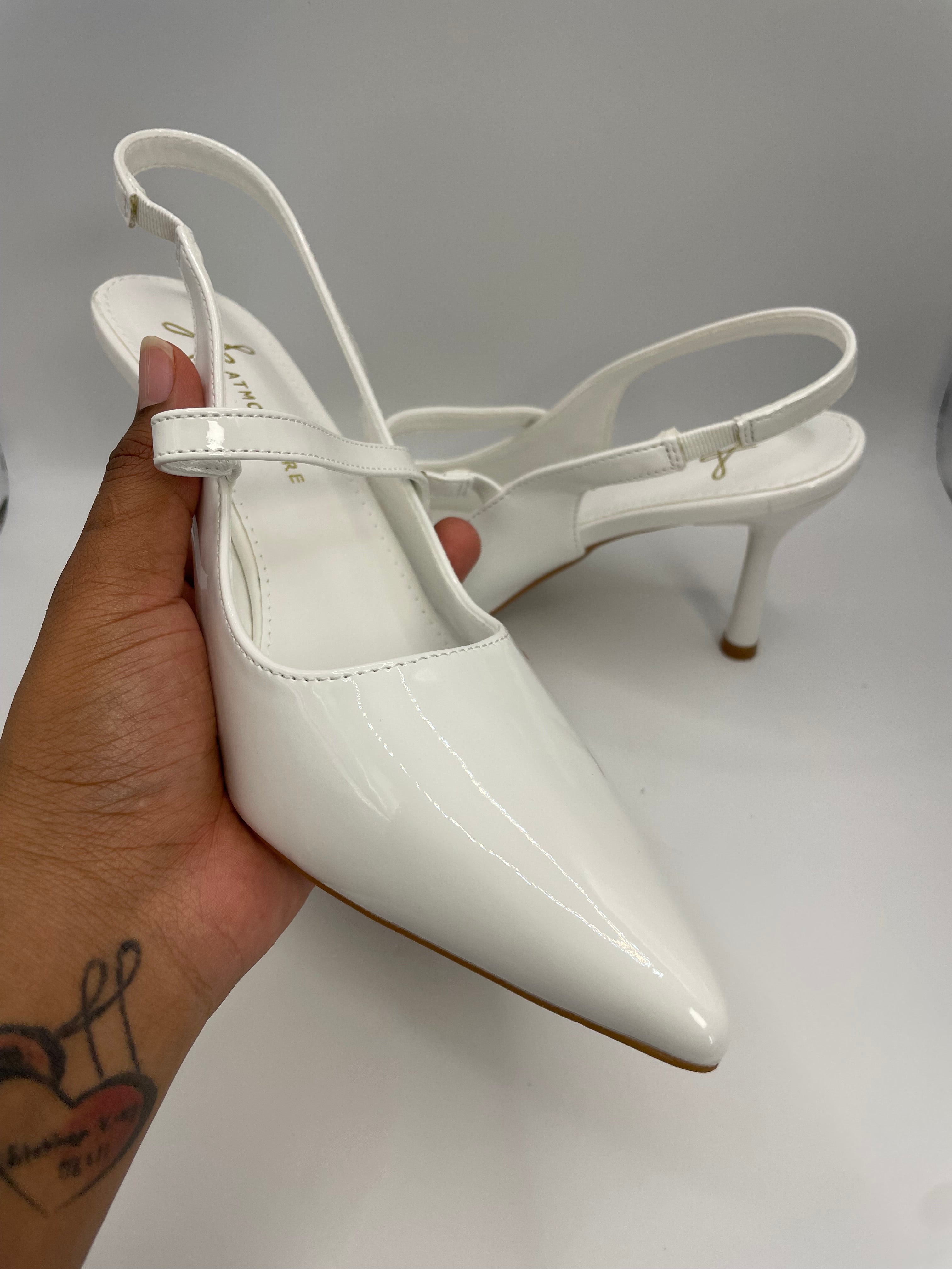 Elegant White Slingback Heels for Women | Pointed-Toe Stylish Shoes