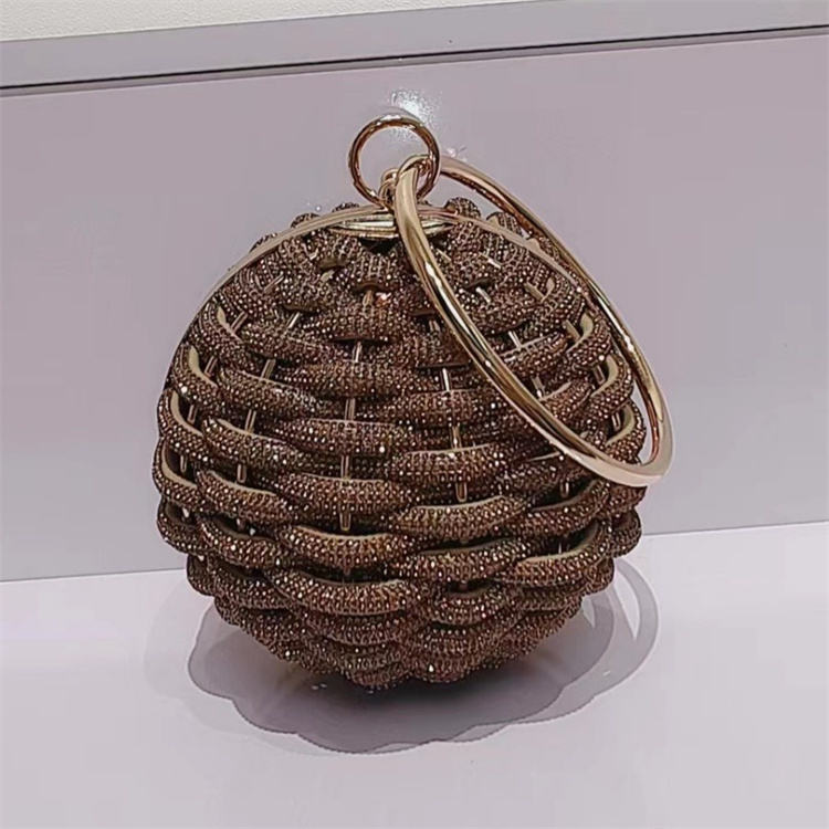 Rhinestone Woven Ball Clutch – Elegant Evening & Party Handbag for Women