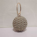 Rhinestone Woven Ball Clutch – Elegant Evening & Party Handbag for Women