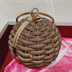 Rhinestone Woven Ball Clutch – Elegant Evening & Party Handbag for Women