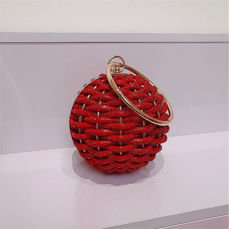 Rhinestone Woven Ball Clutch – Elegant Evening & Party Handbag for Women